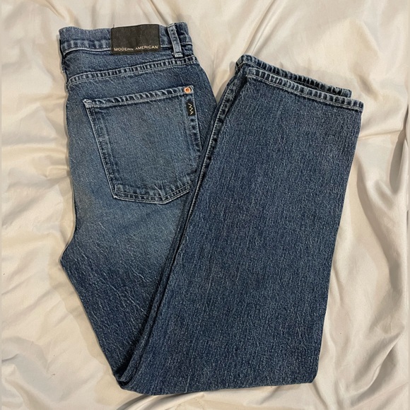 Modern American Highland Relaxed Crop Patriot Blue Denim Jeans Pants 28 Women’s - Picture 3 of 10